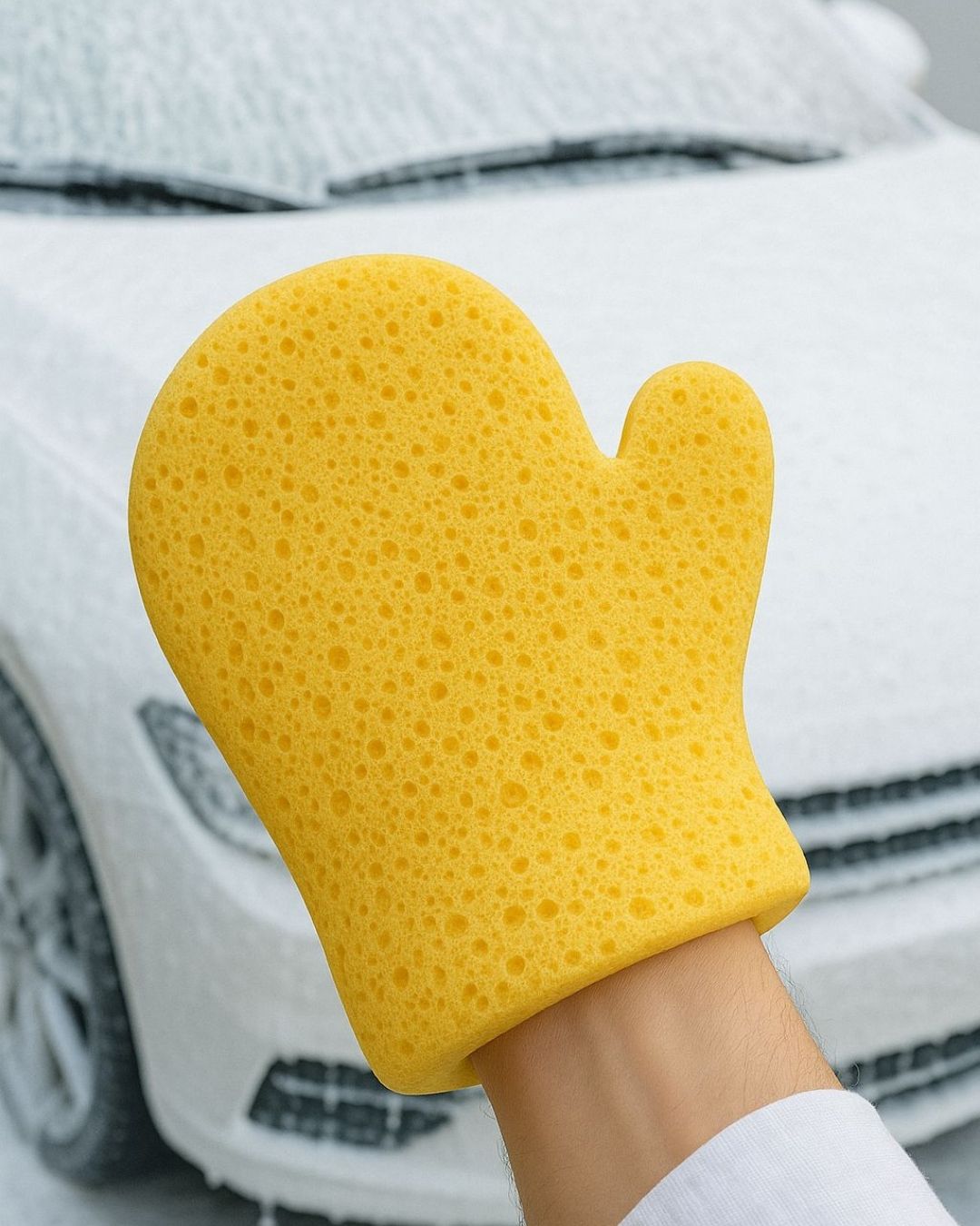 Lenaren Oto Yıkama Eldiveni Gözenekli Sünger Sarı Sünger Eldiven