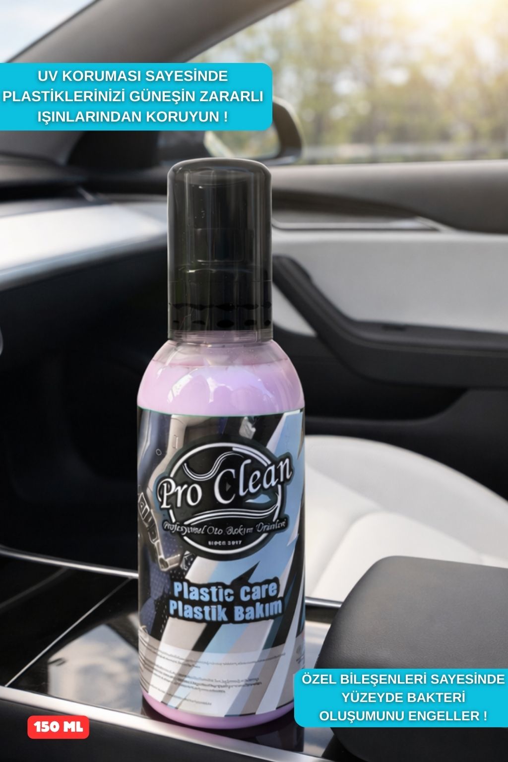 PRO CLEAN Plastik Yenileyici Parlatıcı Krem 150 ml –  Tozlanmayı Geciktirir, UV Korumalı