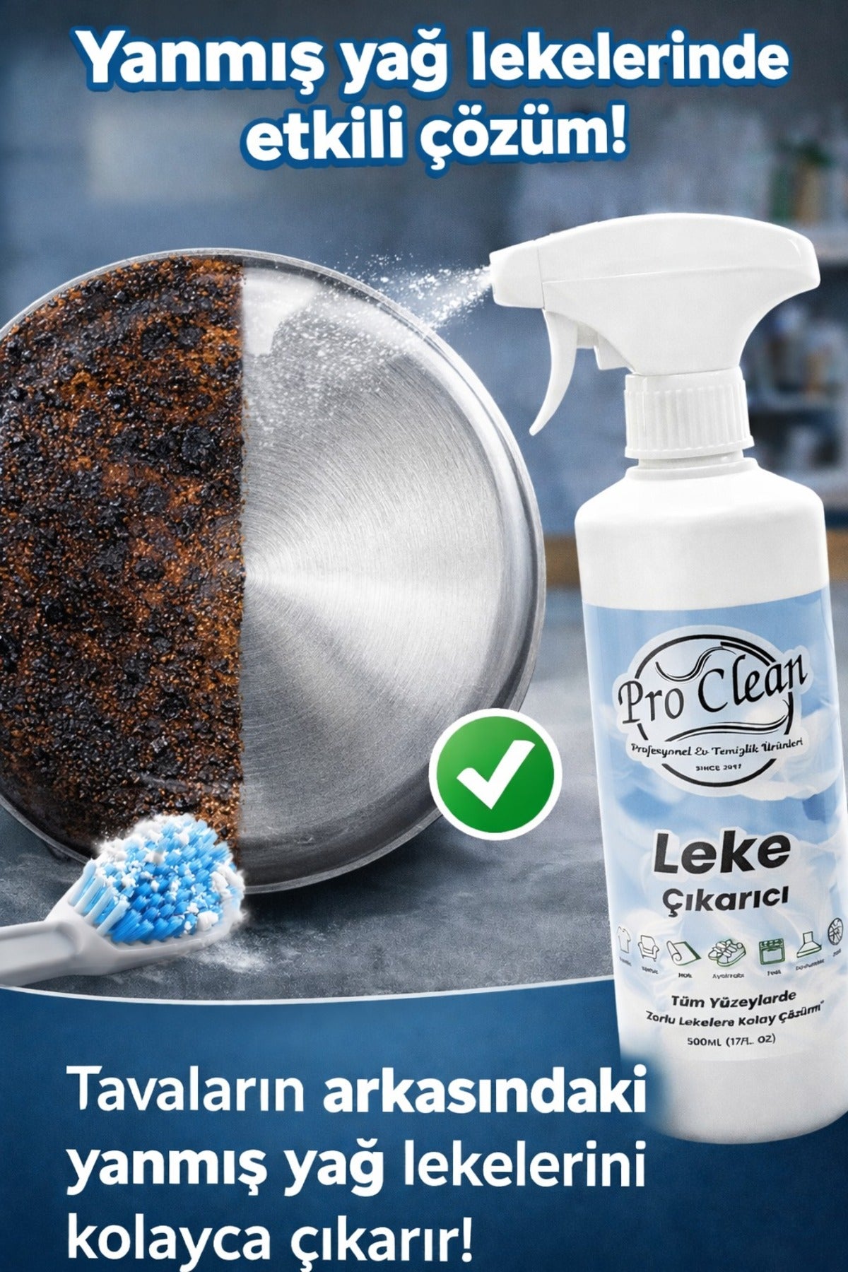 ProClean Tava Arkası Yanmış Yağ Temizleyici - Leke Çıkarıcı Çok Amaçlı Temizleyici 500 ML